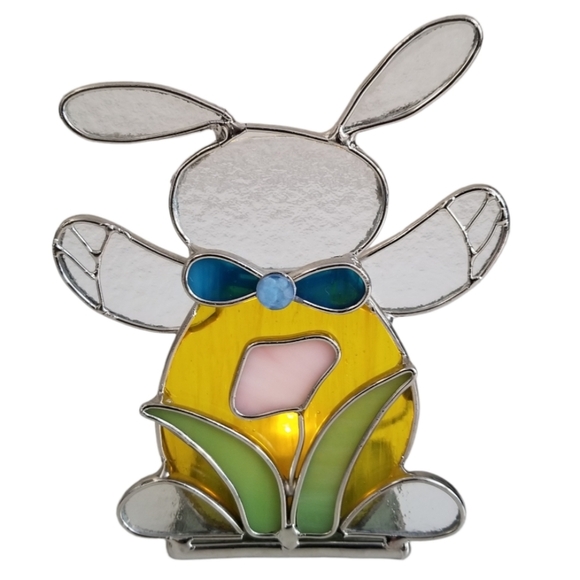 Other - Stained Glass Rabbit Tea Light Candle Holder Decorative Glass Bunny